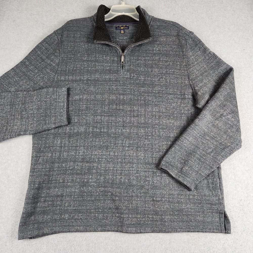 Club Room Sweater Mens XXL Gray Marled Knit Oversized Long Sleeve Quarter Zip